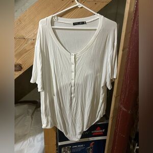 Cream Button-Down Women's bodysuit